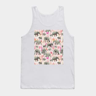 Sweet Elephants in Pink, Orange and Cream Tank Top